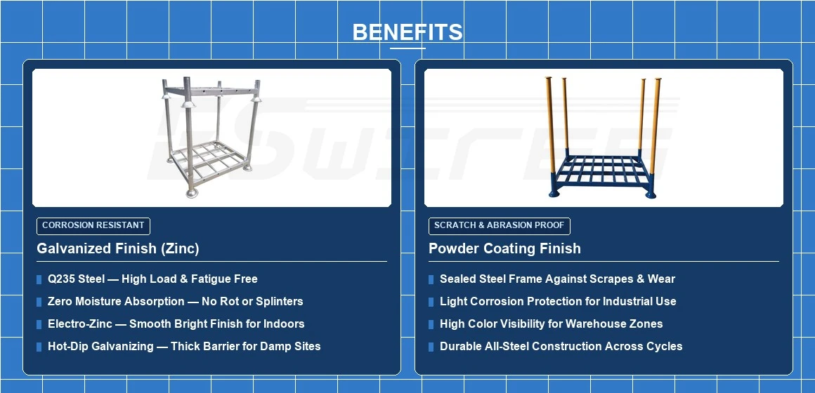 Stacking Metal Pallet Converter benefits Stacking Metal Pallet Converter benefits